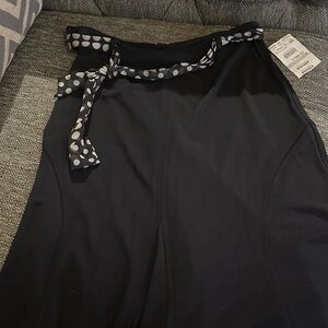 Black A-Line Skirt with Polka Dot Tie